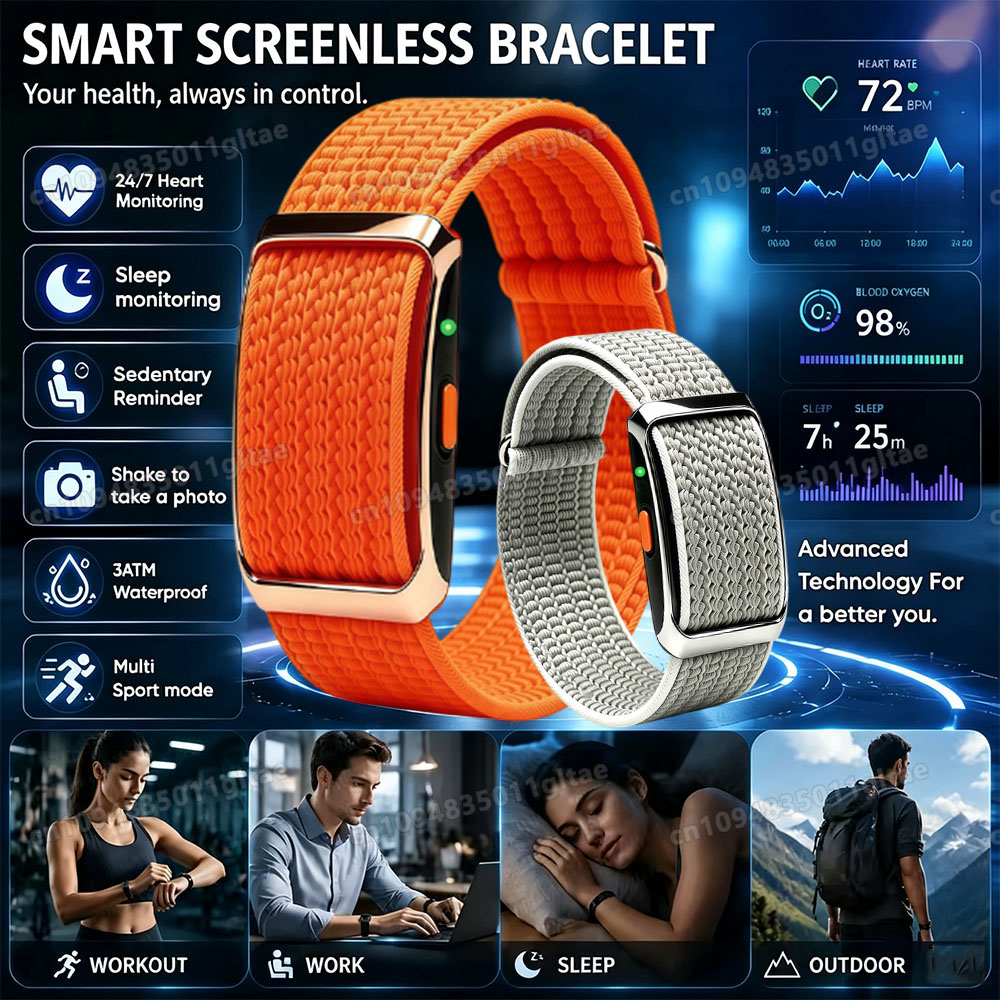 Health Wellness Bracelet - Slimme fitnessband met hartslag- en bloeddrukmeter,