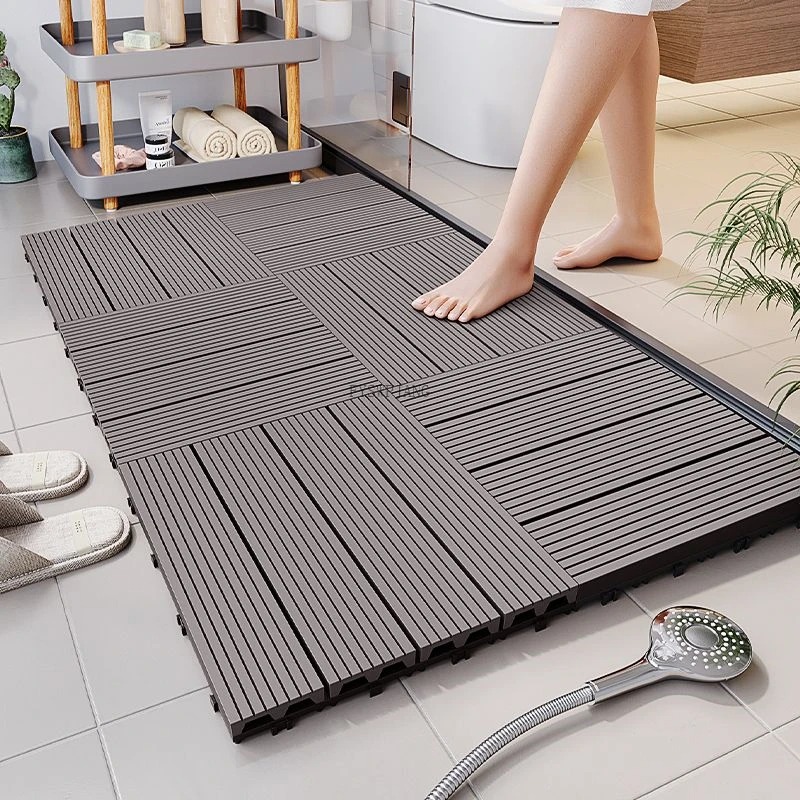 Bamboo Bath Mat - Gesimuleerde ecologische houten verbindingsmat, vochtbestendig, verhoogd,