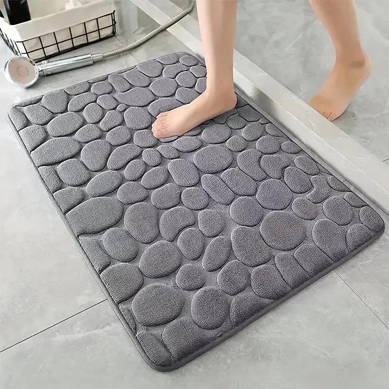 Bamboo Bath Mat - 3D Antislip Badkamermat Geplaveide Reliëf Badmatten