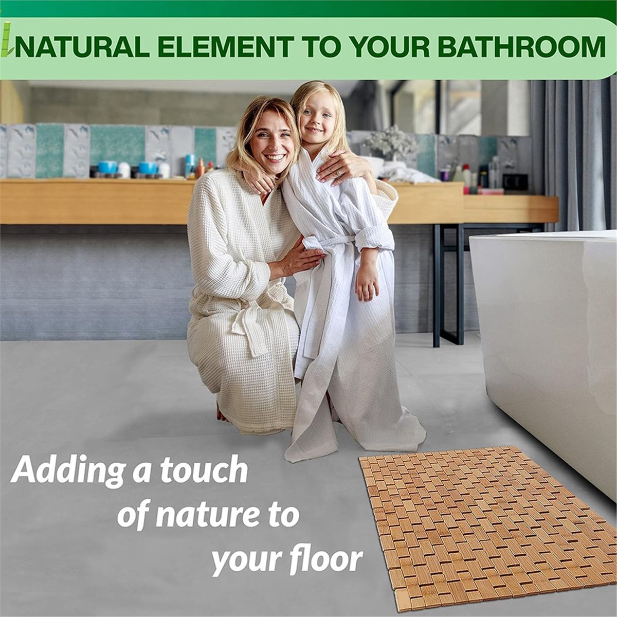 Bamboo Bath Mat - NOCM Bamboe Badmat - Opvouwbare Houten