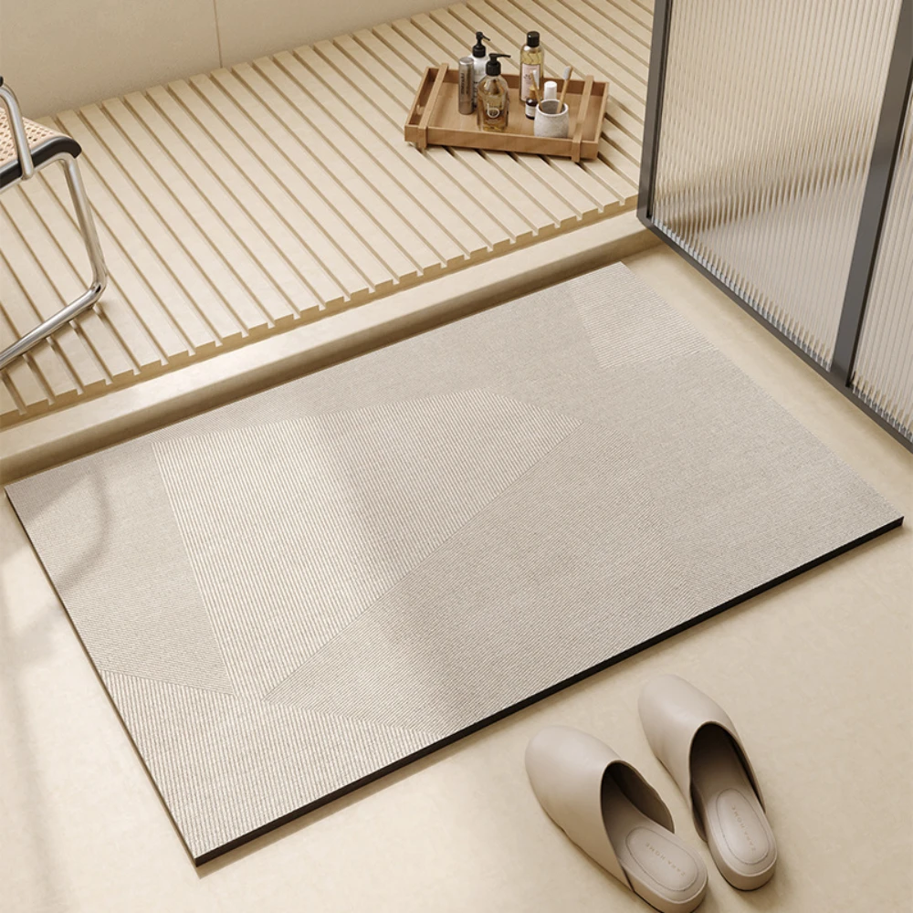 Lichte koffiekleurige geometri - Bamboo Bath Mat recensie en prijs