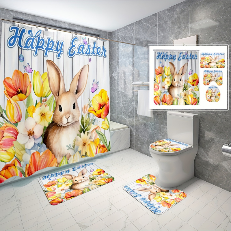 4-delige schattig konijn paasp - Bamboo Bath Mat recensie en prijs